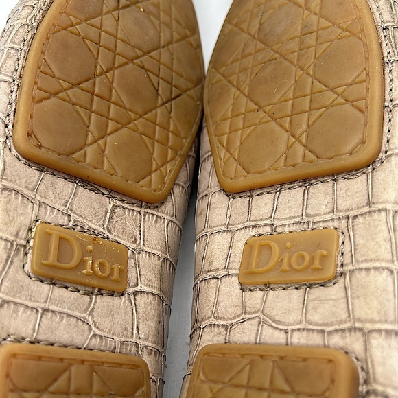 Christian Dior Tan Snakeskin Print Leather Ballet Flats Shoes **Sz 40/US 10** - Picture 10 of 11